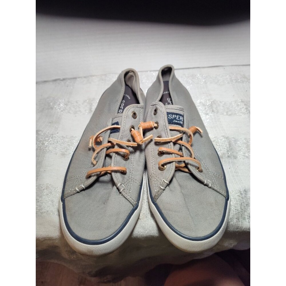 Sperry Top-Sider Womens Gray Canvas Sneaker Boat Deck Shoes‎ 9.5 M STS95729